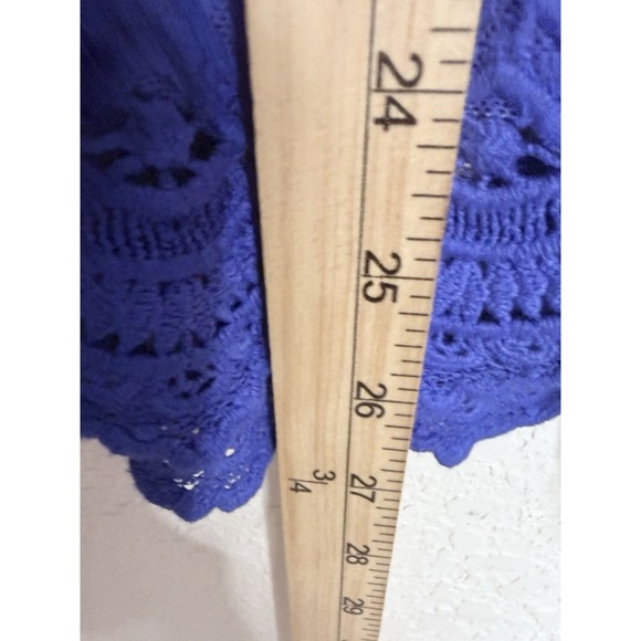 CALESSA Embroidered Top Womens XL BLUE Floral Layered Boho Off the Shoulder - Picture 7 of 9